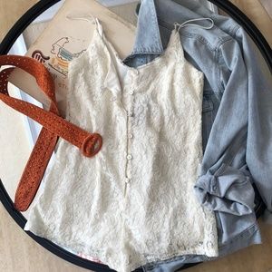 UO white lace romper